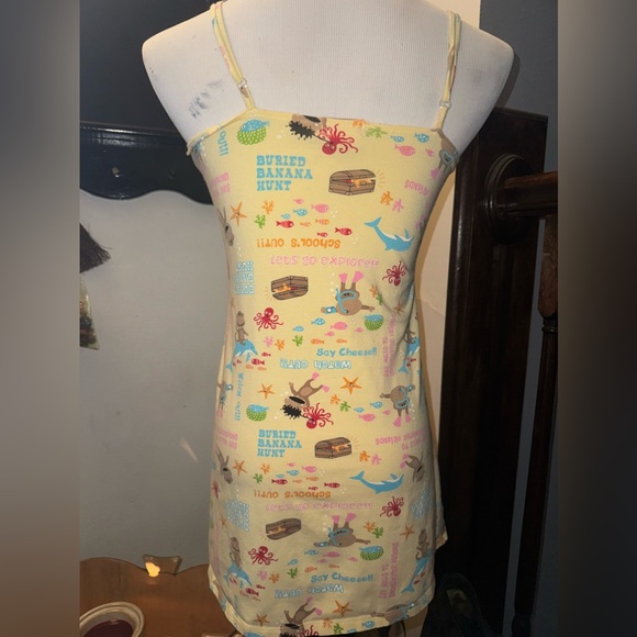 MUDD - Vintage 90’s Yellow and blue mini slip dress with tropical beach design - Picture 3 of 7
